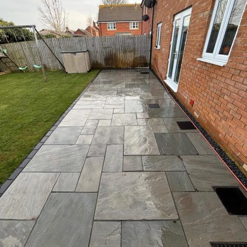 natural stone patio new lawn royston barnsley