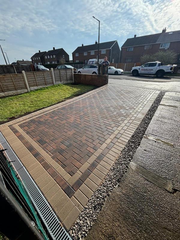 rustic gold block paved driveway monk bretton barnsley 5