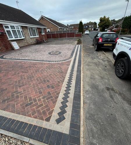 brindle block paved driveway charcoal natural borders with decorative stone hall green wakefield 03