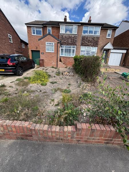 sorrento carrera stone driveway with new fencing and front wall wrenthorpe wakefield 02
